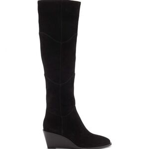 1 State Kern Suede Tall Black Wedge Boot Size 7.5